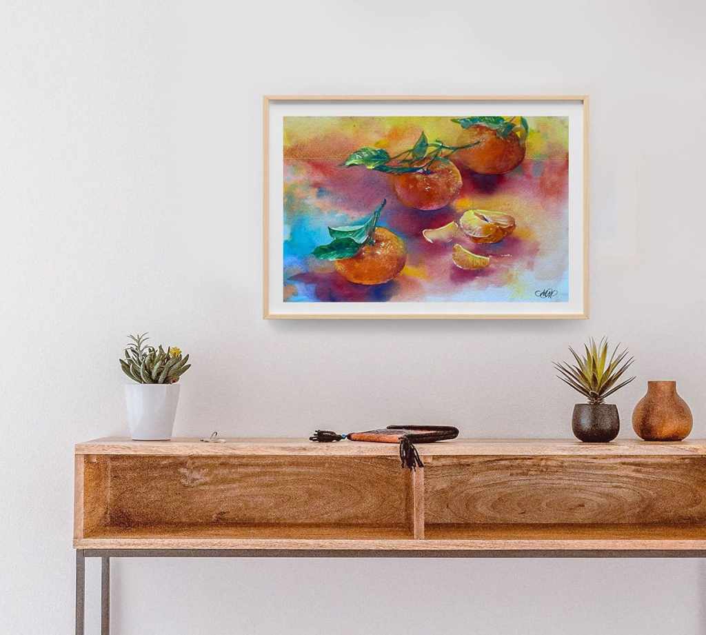 "Golden Mandarins" original watercolor painting for your home