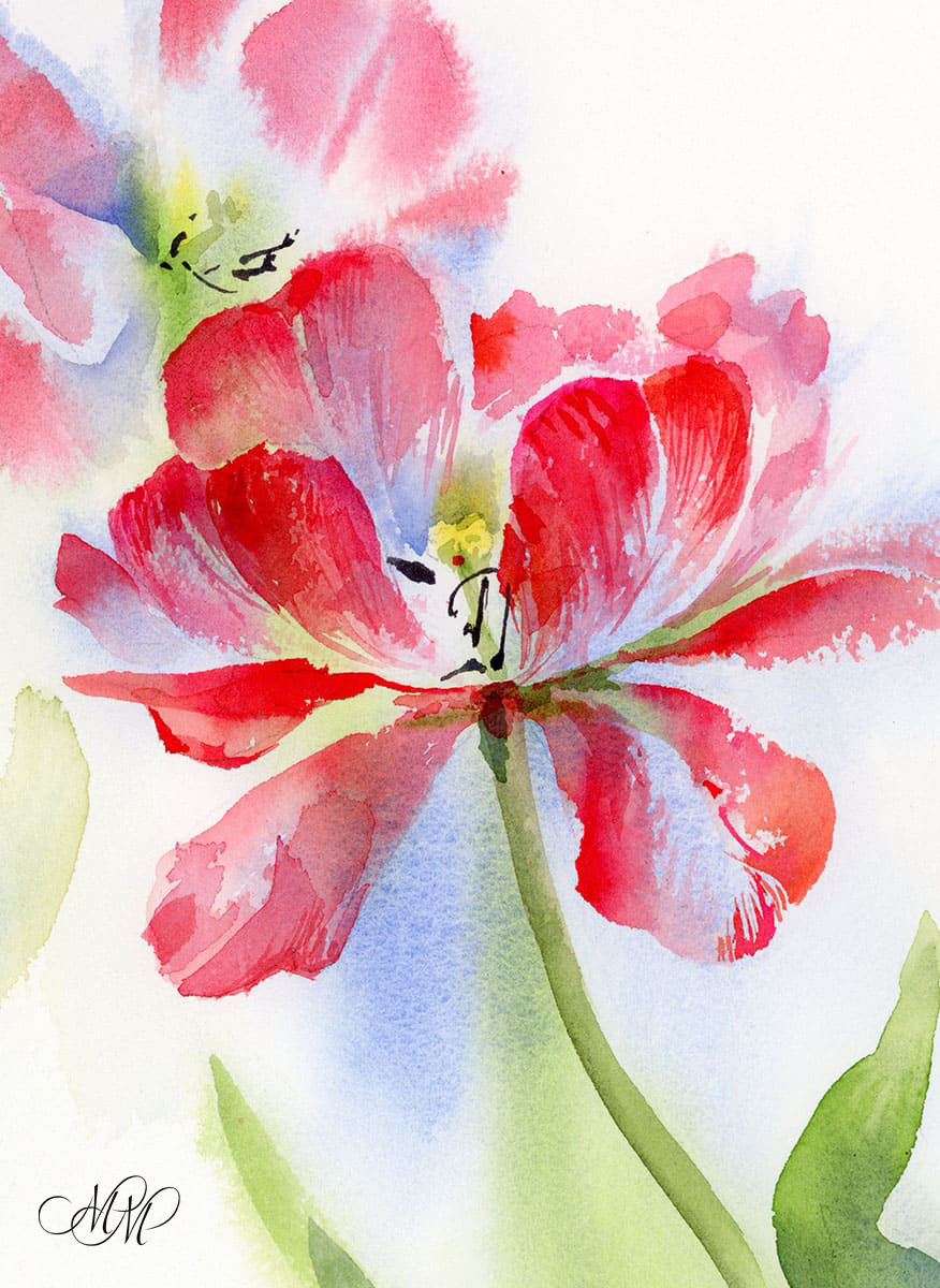 Expressive Tulips Watercolor – Digital Printable Floral&nbsp;Art