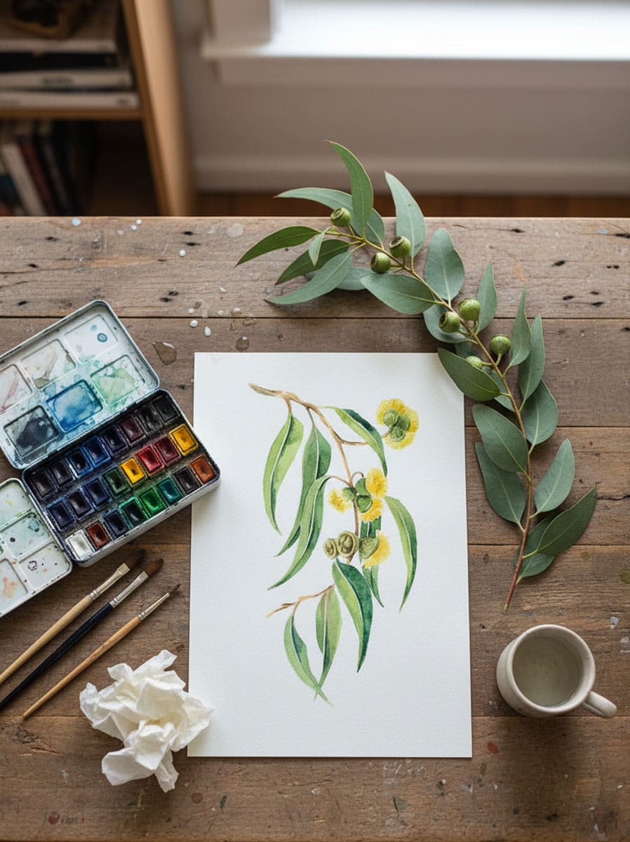 Botanical Watercolor Prints: Ginger and Eucalyptus for Natural Home&nbsp;Decor