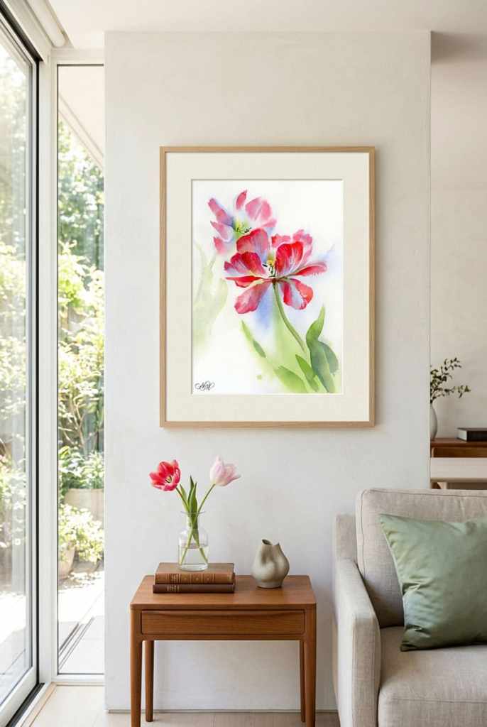 Red tulip wall art digital download